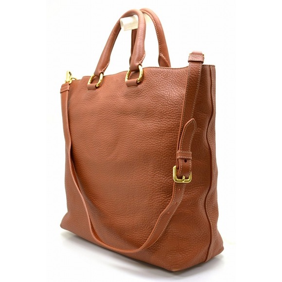 Prada Leather Daino Shoulder Brown Vitello Tote 2way Bag - Picture 1 of 9